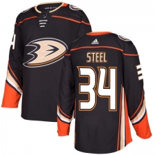 Men's Adidas Anaheim Ducks #34 Sam Steel Authentic Black Home NHL Jersey