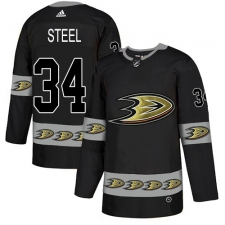 Men's Adidas Anaheim Ducks #34 Sam Steel Premier Black Team Logo Fashion NHL Jersey