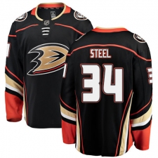 Men's Anaheim Ducks #34 Sam Steel Fanatics Branded Black Home Breakaway NHL Jersey
