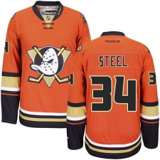 Youth Reebok Anaheim Ducks #34 Sam Steel Premier Orange Third NHL Jersey