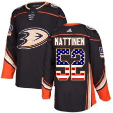 Men's Adidas Anaheim Ducks #52 Julius Nattinen Authentic Black USA Flag Fashion NHL Jersey