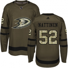 Men's Adidas Anaheim Ducks #52 Julius Nattinen Authentic Green Salute to Service NHL Jersey