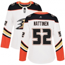 Women's Adidas Anaheim Ducks #52 Julius Nattinen Authentic White Away NHL Jersey