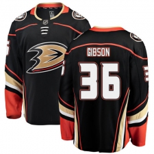 Men's Anaheim Ducks #36 John Gibson Fanatics Branded Black Home Breakaway NHL Jersey