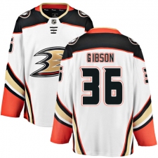Men's Anaheim Ducks #36 John Gibson Fanatics Branded White Away Breakaway NHL Jersey