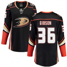 Women's Anaheim Ducks #36 John Gibson Fanatics Branded Black Home Breakaway NHL Jersey