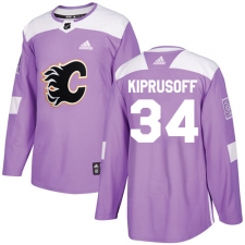 Men's Adidas Calgary Flames #34 Miikka Kiprusoff Authentic Purple Fights Cancer Practice NHL Jersey