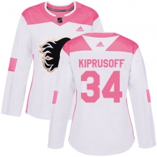 Women's Adidas Calgary Flames #34 Miikka Kiprusoff Authentic White/Pink Fashion NHL Jersey