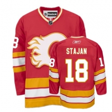 Men's Reebok Calgary Flames #18 Matt Stajan Authentic Red Third NHL Jersey