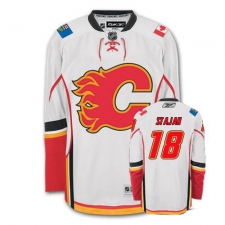 Women's Reebok Calgary Flames #18 Matt Stajan Authentic White Away NHL Jersey