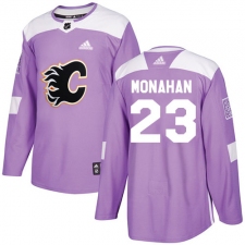 Men's Adidas Calgary Flames #23 Sean Monahan Authentic Purple Fights Cancer Practice NHL Jersey