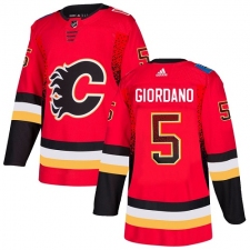 Men's Adidas Calgary Flames #5 Mark Giordano Authentic Red Drift Fashion NHL Jersey