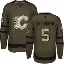 Men's Adidas Calgary Flames #5 Mark Giordano Premier Green Salute to Service NHL Jersey