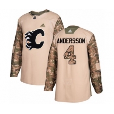 Men's Adidas Calgary Flames #4 Rasmus Andersson Authentic Camo Veterans Day Practice NHL Jersey