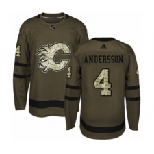 Men's Adidas Calgary Flames #4 Rasmus Andersson Authentic Green Salute to Service NHL Jersey