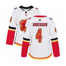 Women's Adidas Calgary Flames #4 Rasmus Andersson Authentic White Away NHL Jersey