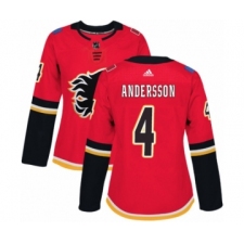 Women's Adidas Calgary Flames #4 Rasmus Andersson Premier Red Home NHL Jersey
