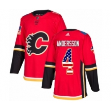 Youth Reebok Calgary Flames #4 Rasmus Andersson Authentic Red USA Flag Fashion NHL Jersey