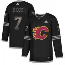 Men's Adidas Calgary Flames #7 TJ Brodie Black Authentic Classic Stitched NHL Jersey