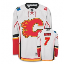 Women's Reebok Calgary Flames #7 TJ Brodie Authentic White Away NHL Jersey