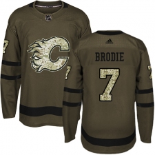 Youth Reebok Calgary Flames #7 TJ Brodie Authentic Green Salute to Service NHL Jersey