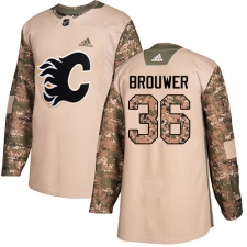 Men's Adidas Calgary Flames #36 Troy Brouwer Authentic Camo Veterans Day Practice NHL Jersey