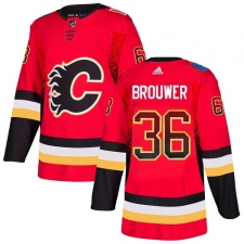 Men's Adidas Calgary Flames #36 Troy Brouwer Authentic Red Drift Fashion NHL Jersey