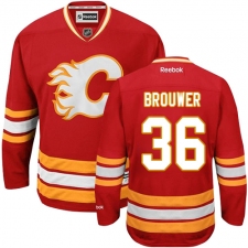 Men's Reebok Calgary Flames #36 Troy Brouwer Authentic Red Third NHL Jersey