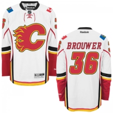 Men's Reebok Calgary Flames #36 Troy Brouwer Authentic White Away NHL Jersey