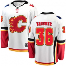 Youth Calgary Flames #36 Troy Brouwer Fanatics Branded White Away Breakaway NHL Jersey