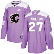 Men's Adidas Calgary Flames #27 Dougie Hamilton Authentic Purple Fights Cancer Practice NHL Jersey