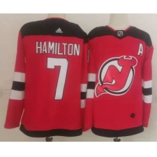 Men's New Jersey Devils #7 Dougie Hamilton Red Authentic Jersey