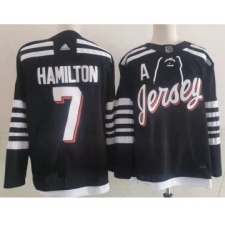 Men's New Jersey Devils #7 Dougie Hamilton adidas Black 2021-22 Alternate Primegreen Authentic Pro Player Third Jersey