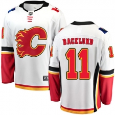 Men's Calgary Flames #11 Mikael Backlund Fanatics Branded White Away Breakaway NHL Jersey