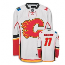 Men's Reebok Calgary Flames #11 Mikael Backlund Authentic White Away NHL Jersey