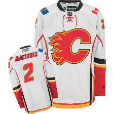 Men's Reebok Calgary Flames #2 Al MacInnis Authentic White Away NHL Jersey