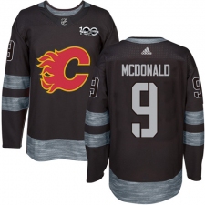 Men's Adidas Calgary Flames #9 Lanny McDonald Authentic Black 1917-2017 100th Anniversary NHL Jersey