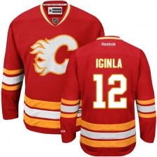 Women's Reebok Calgary Flames #12 Jarome Iginla Premier Red Third NHL Jersey