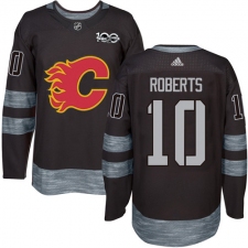 Men's Adidas Calgary Flames #10 Gary Roberts Authentic Black 1917-2017 100th Anniversary NHL Jersey