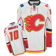 Men's Reebok Calgary Flames #10 Gary Roberts Authentic White Away NHL Jersey