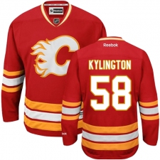 Men's Reebok Calgary Flames #58 Oliver Kylington Premier Red Third NHL Jersey