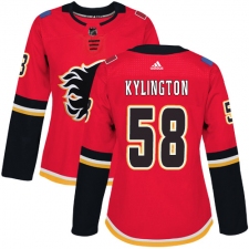 Women's Adidas Calgary Flames #58 Oliver Kylington Authentic Red Home NHL Jersey