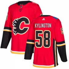 Youth Adidas Calgary Flames #58 Oliver Kylington Premier Red Home NHL Jersey