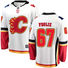 Men's Calgary Flames #67 Michael Frolik Fanatics Branded White Away Breakaway NHL Jersey