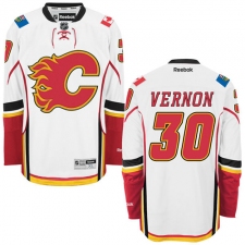 Men's Reebok Calgary Flames #30 Mike Vernon Authentic White Away NHL Jersey