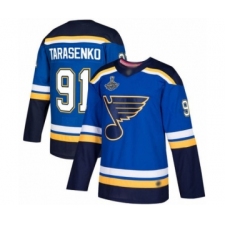 Men's St. Louis Blues #91 Vladimir Tarasenko Authentic Royal Blue Home 2019 Stanley Cup Champions Hockey Jersey
