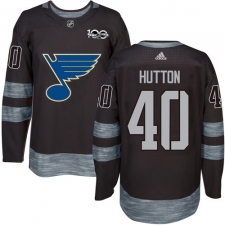 Men's Adidas St. Louis Blues #40 Carter Hutton Authentic Black 1917-2017 100th Anniversary NHL Jersey
