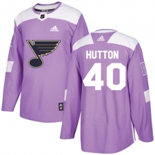 Men's Adidas St. Louis Blues #40 Carter Hutton Authentic Purple Fights Cancer Practice NHL Jersey