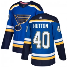 Men's Adidas St. Louis Blues #40 Carter Hutton Authentic Royal Blue Home NHL Jersey