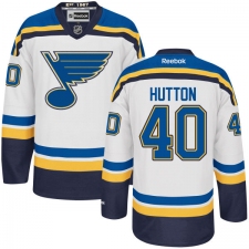 Men's Reebok St. Louis Blues #40 Carter Hutton Authentic White Away NHL Jersey